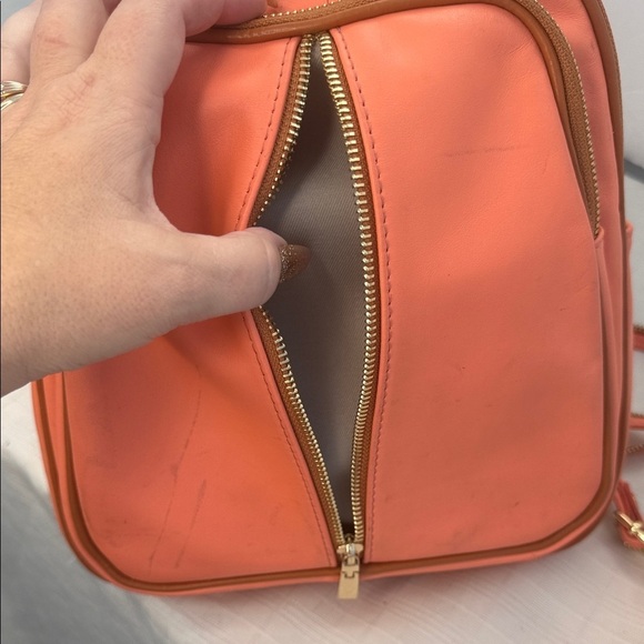 Valentina Italian Orange Pebbled Leather Sling Backpack/Shoulder Bag ? main image 5